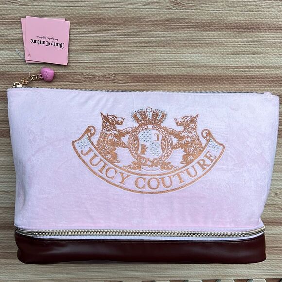 Juicy Couture Large Cosmetic Bag in Pink & Brown Scottie Dog - Picture 2 of 16